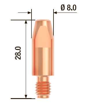 Fubag Контактный наконечник M6х28 мм ECU D=0.9 мм  (25 шт.) FB.CTM6.28-09 Аксессуары к горелкам TIG, MIG/MAG фото, изображение